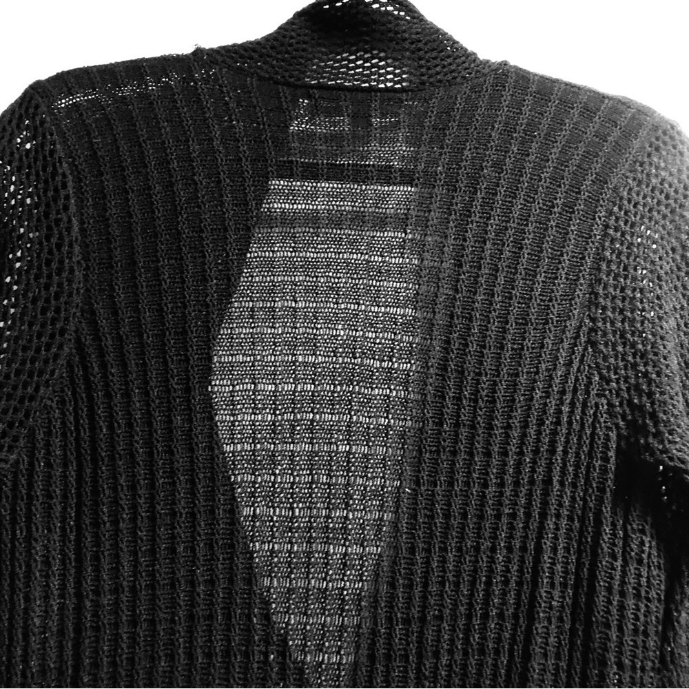 Xception(al) Small Black “Lacey” Knit Cardigan/ Duster “Pleated” - Picture 2 of 12